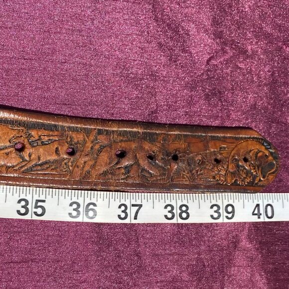 33-(VB&B) Vintage. Tooled Leather. Angler. Belt. Rare - Picture 15 of 16